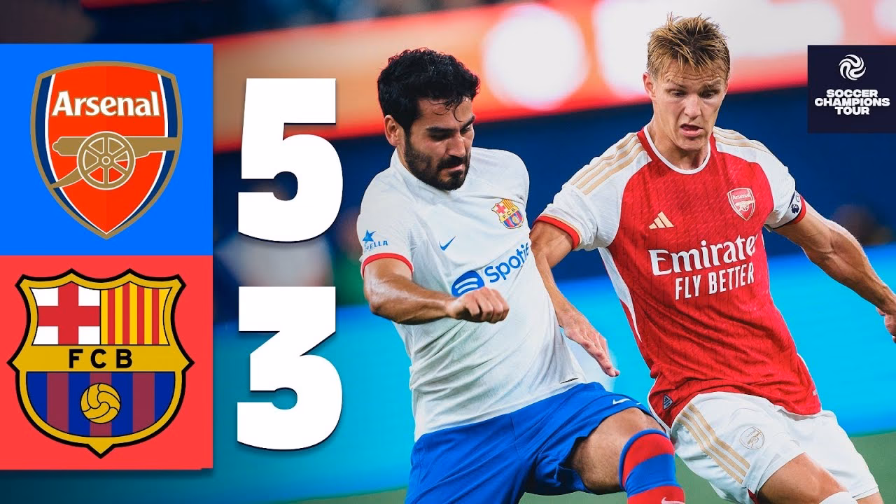 How did Arsenal beat Barcelona 5-3 in a pre-season friendly?