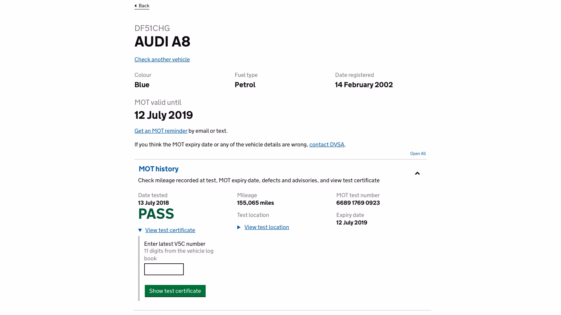 When should I get an MOT test for my Audi?