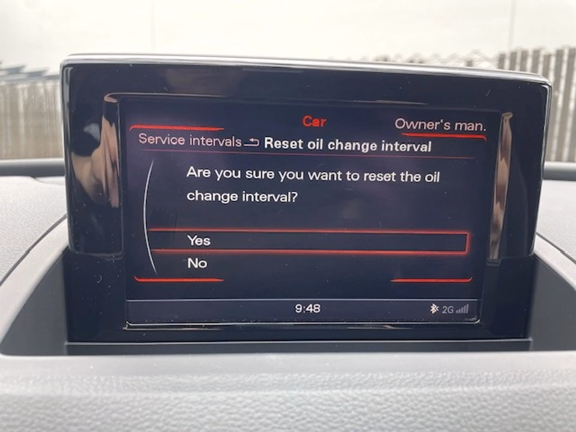 How to reset the inspection due oil change light on Audi Q3?
