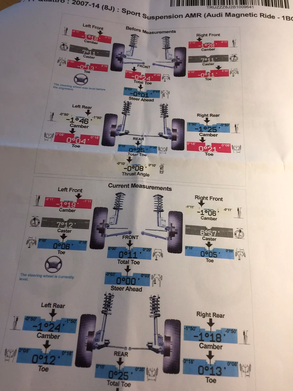 Can a steering wheel be removed to correct a left right toe imbalance?