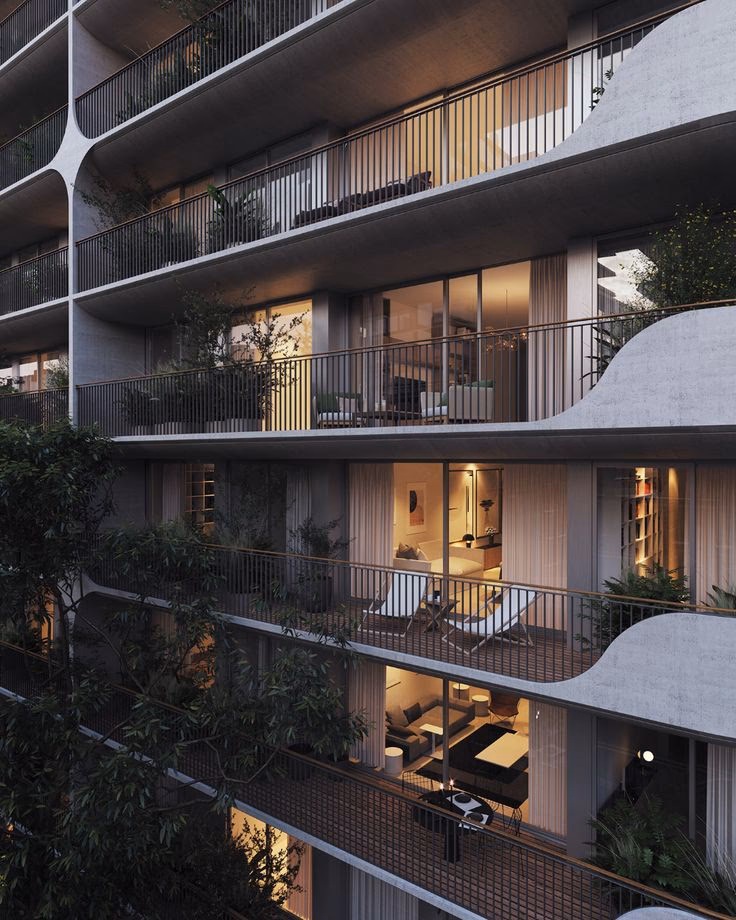 What is the advice note on balconies on residential buildings?