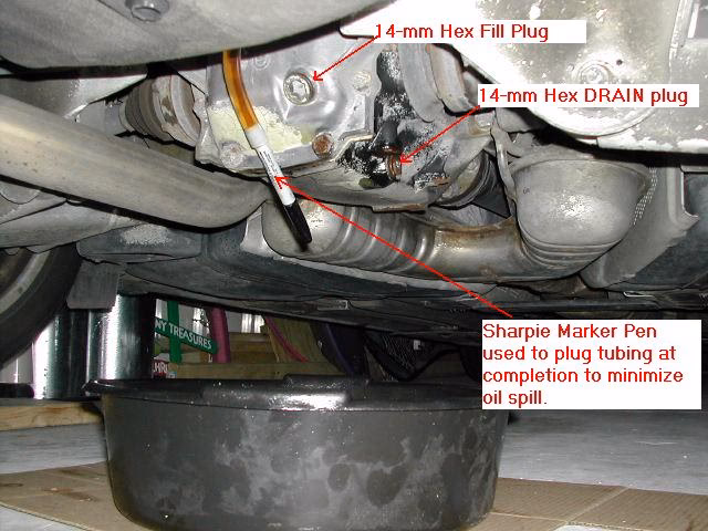 How do you fill a differential plug without removing the plate?