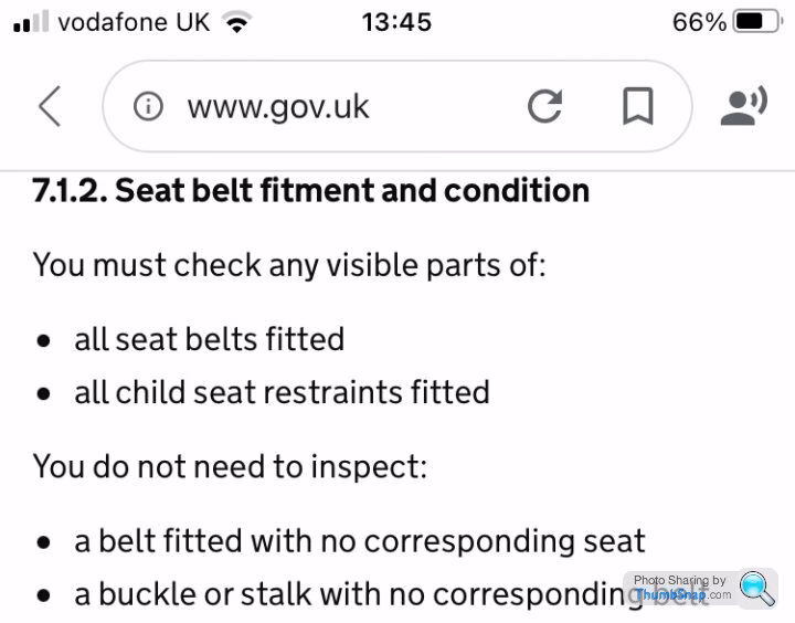 How many rear seat belts are required for mot?