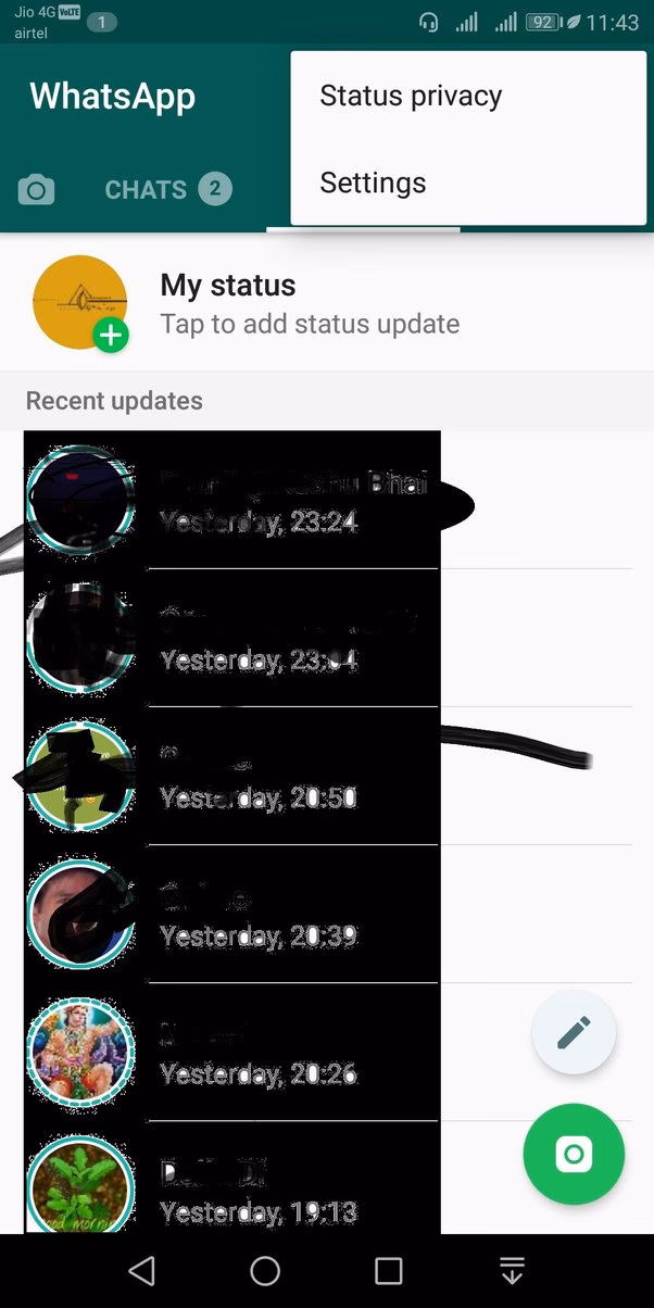 How do I control who sees my WhatsApp Status?