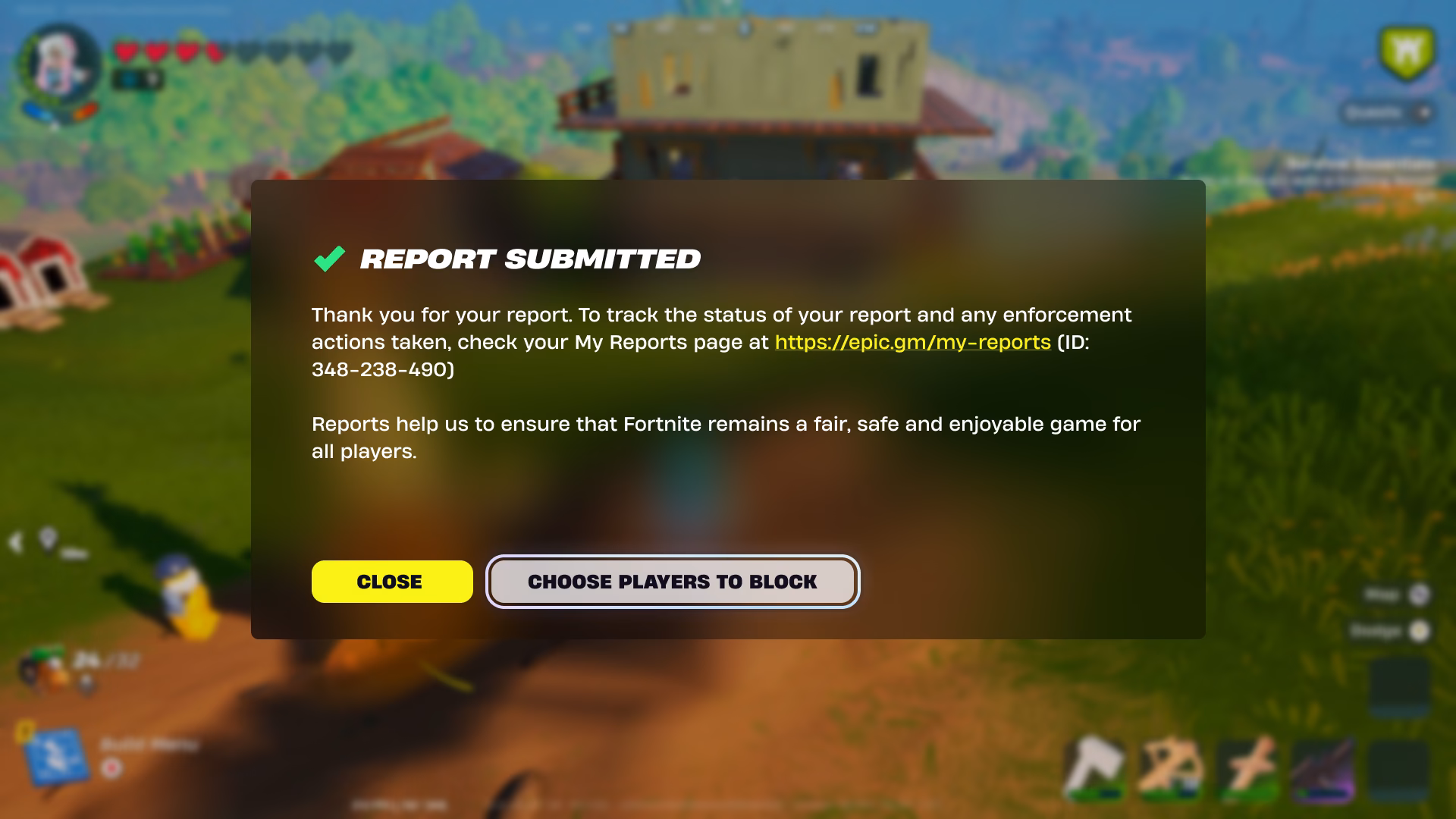 How do I report bad player behavior in Fortnite?