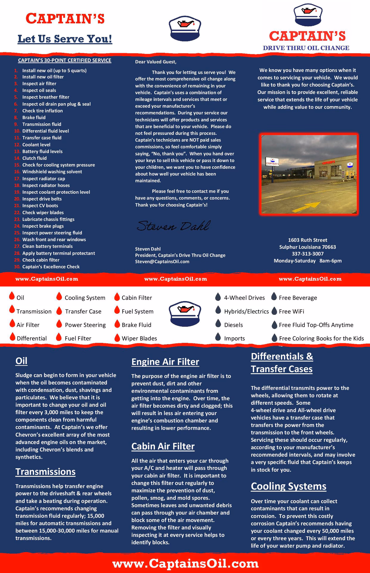 Does Captain's offer a drive-thru oil change?