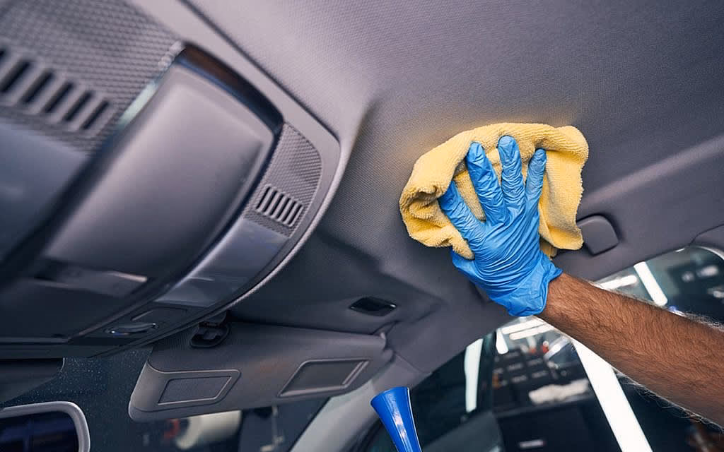 How do you clean a car headliner?