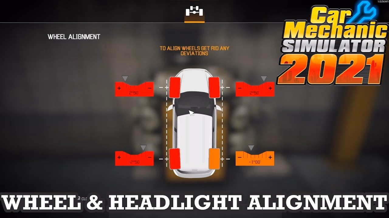 How do I perform proper wheel alignment in a Car Mechanic Simulator?