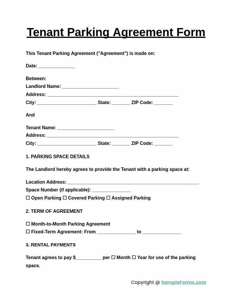 What is a car park rental agreement?