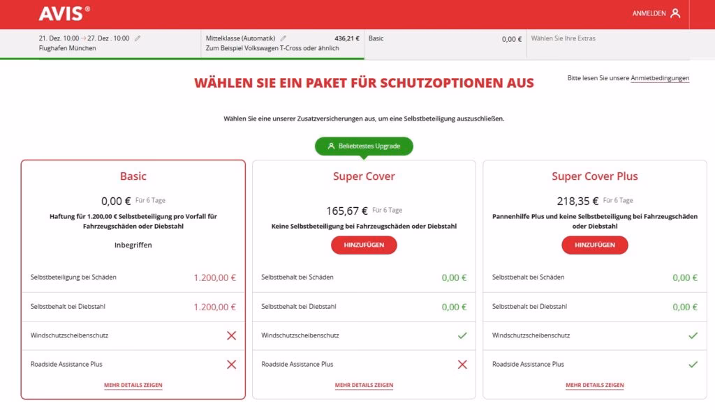 Does Avis offer windscreen cover?