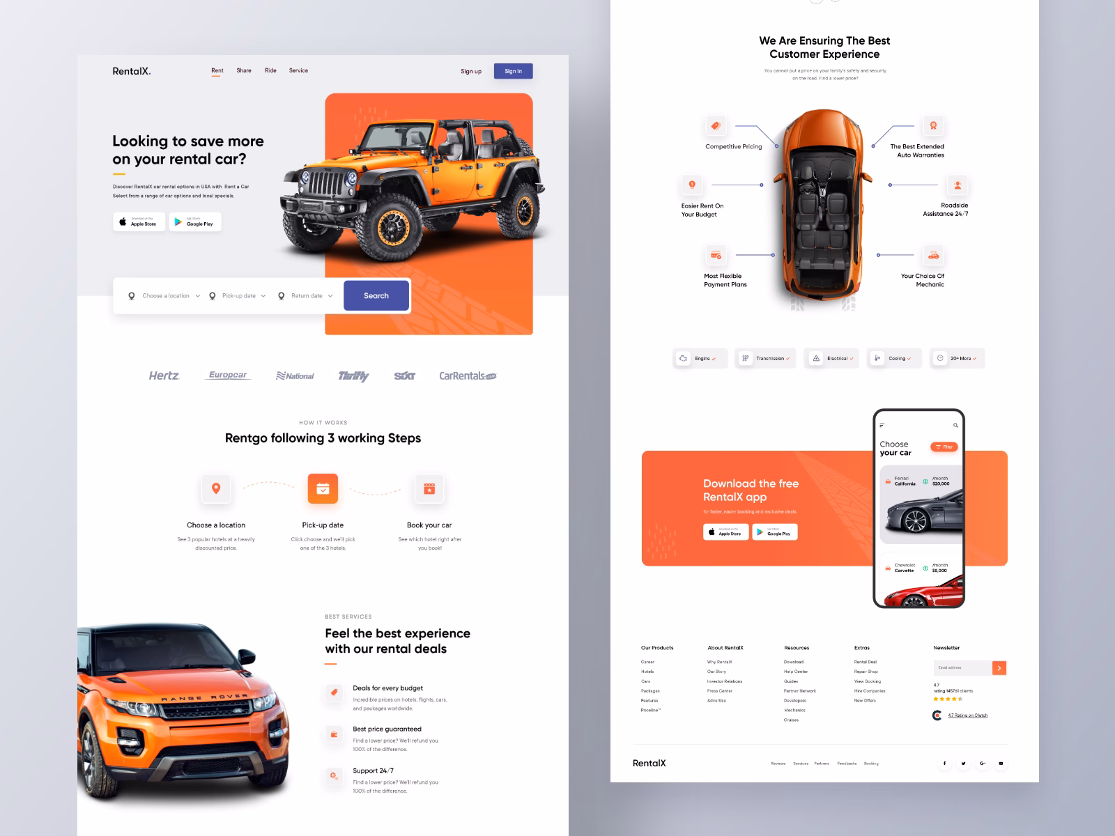What is a modern car rental website design?