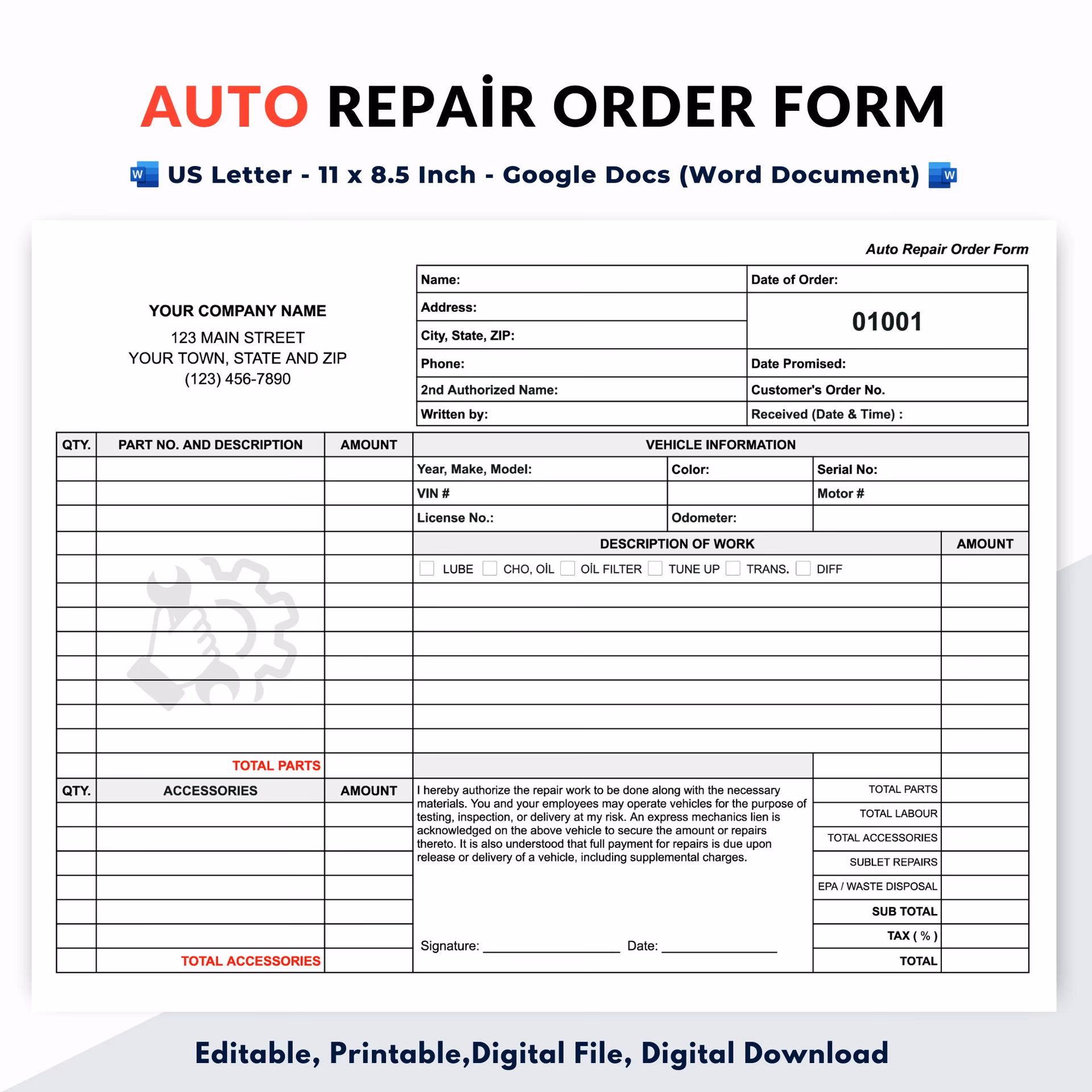What is an out-of-state vehicle repair form?