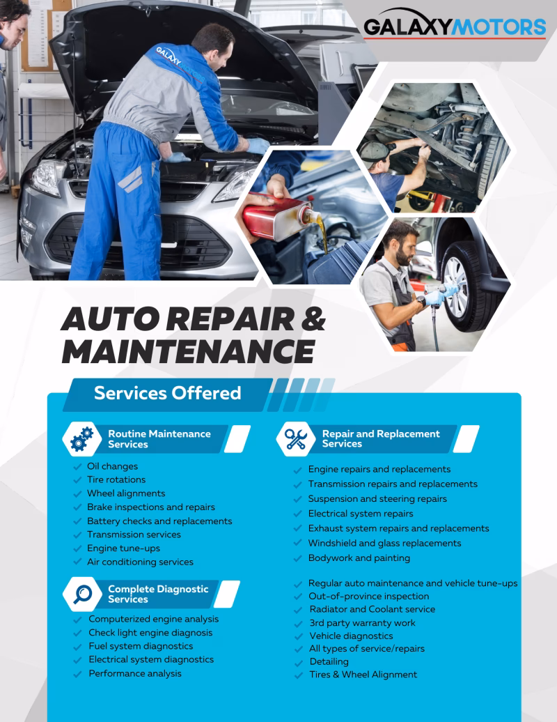 What services does Galaxy Motors Langford offer?
