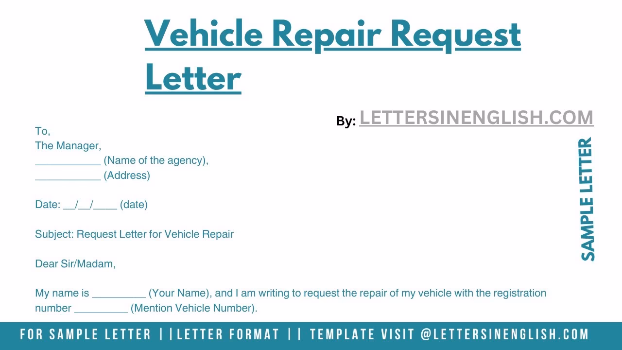 What information should be included in a vehicle repair request?