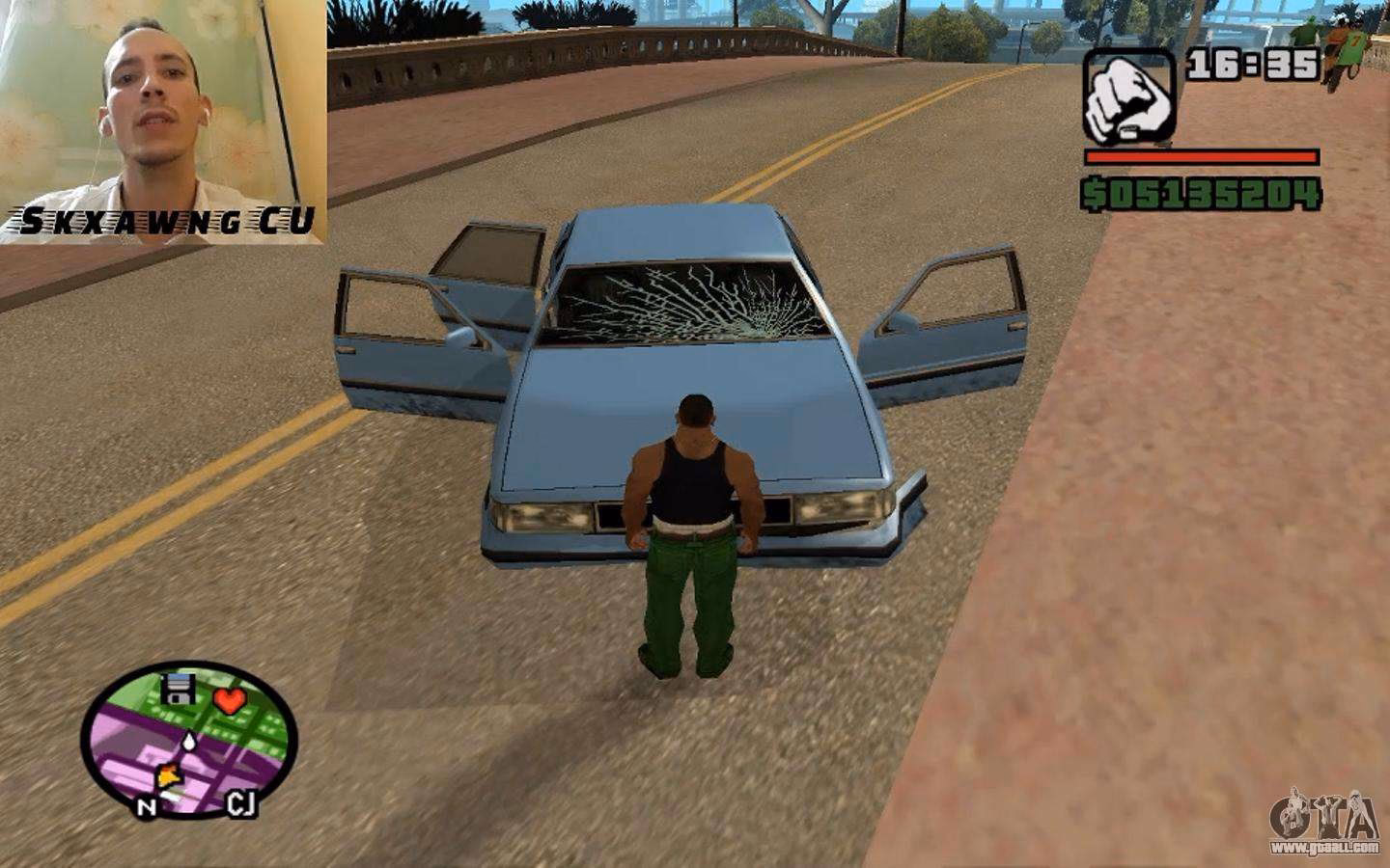 How do I fix CJ's car if it's damaged?