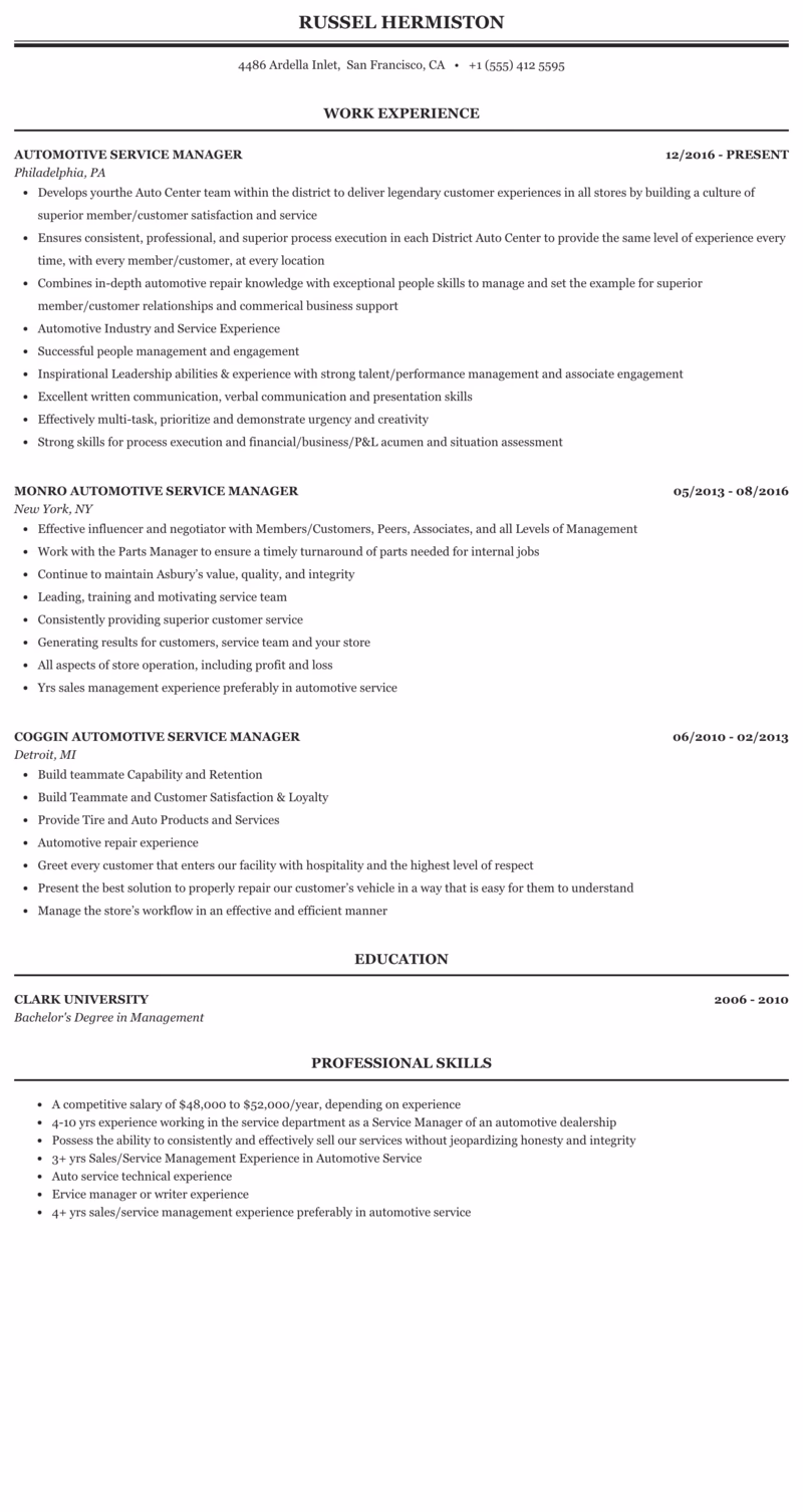 How do I write an effective automotive service manager job description?