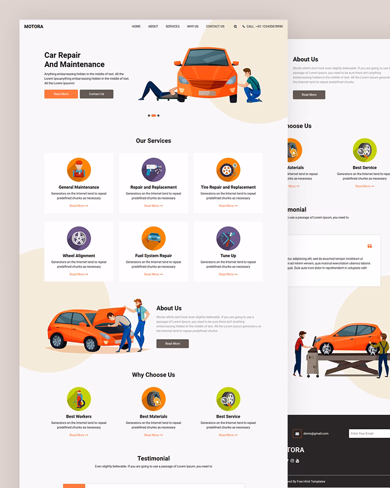 What is carserv – free auto repair HTML template?