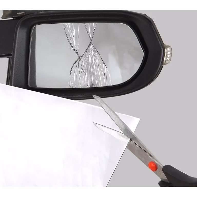 What can get damaged in a side view mirror?