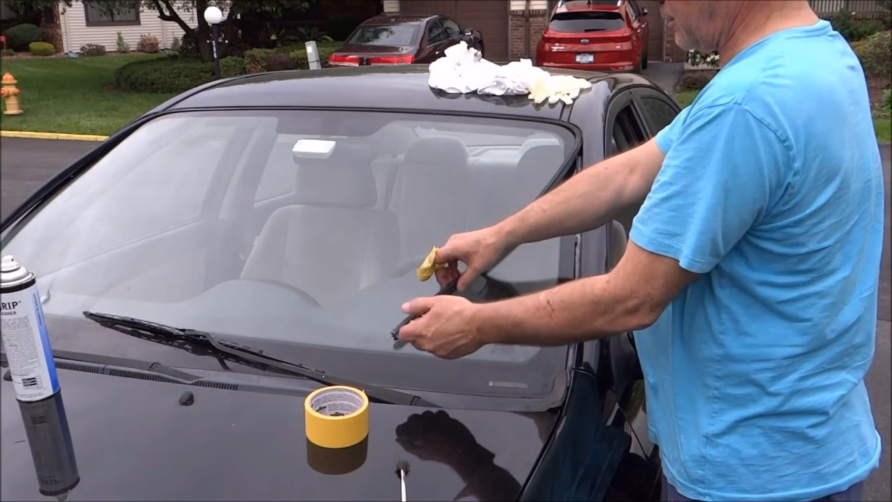 How do you repair a rubber seal around a windshield?