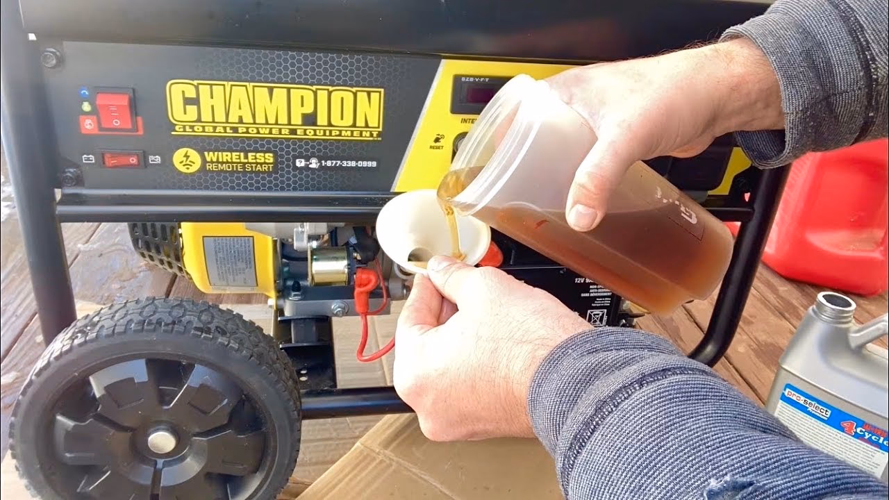 How much oil does a champion 4500 watt generator take?
