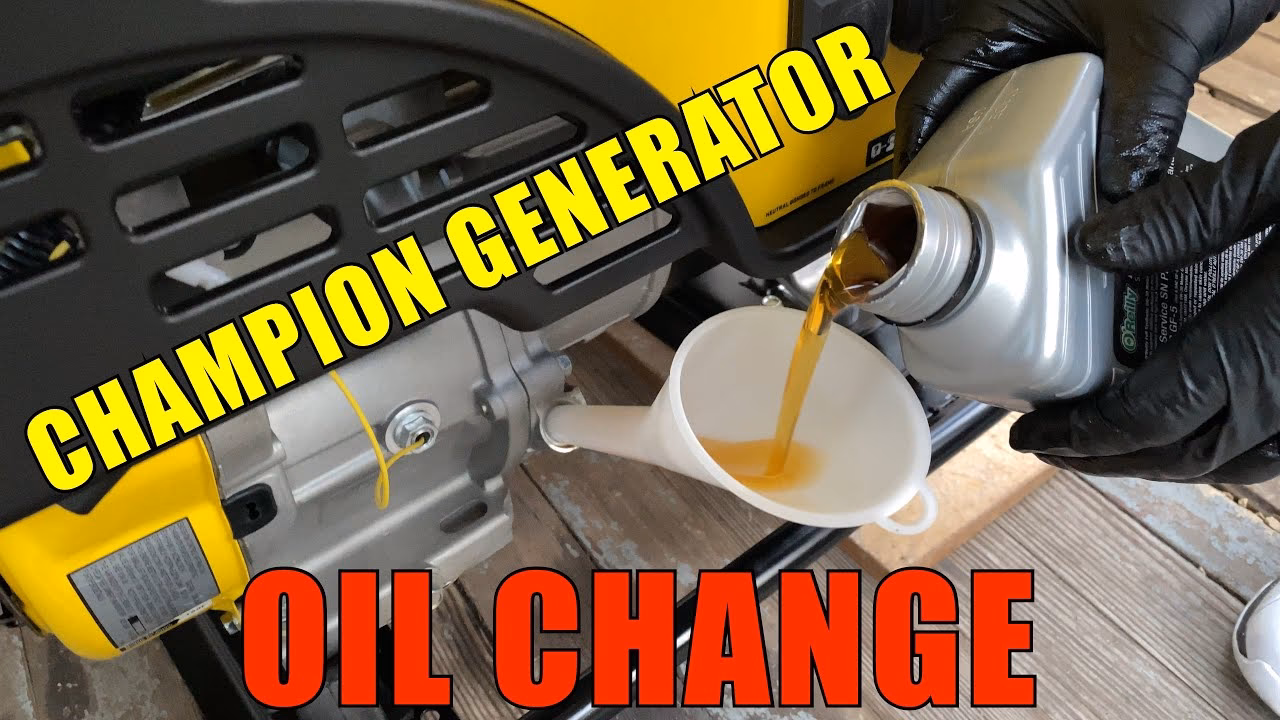 How to perform the first oil change on a Champion generator?