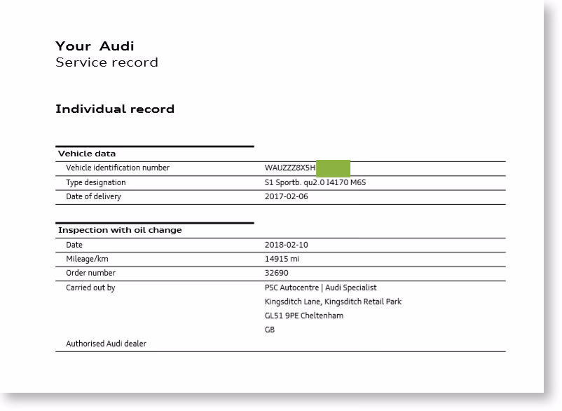 Where can I find Audi service history?