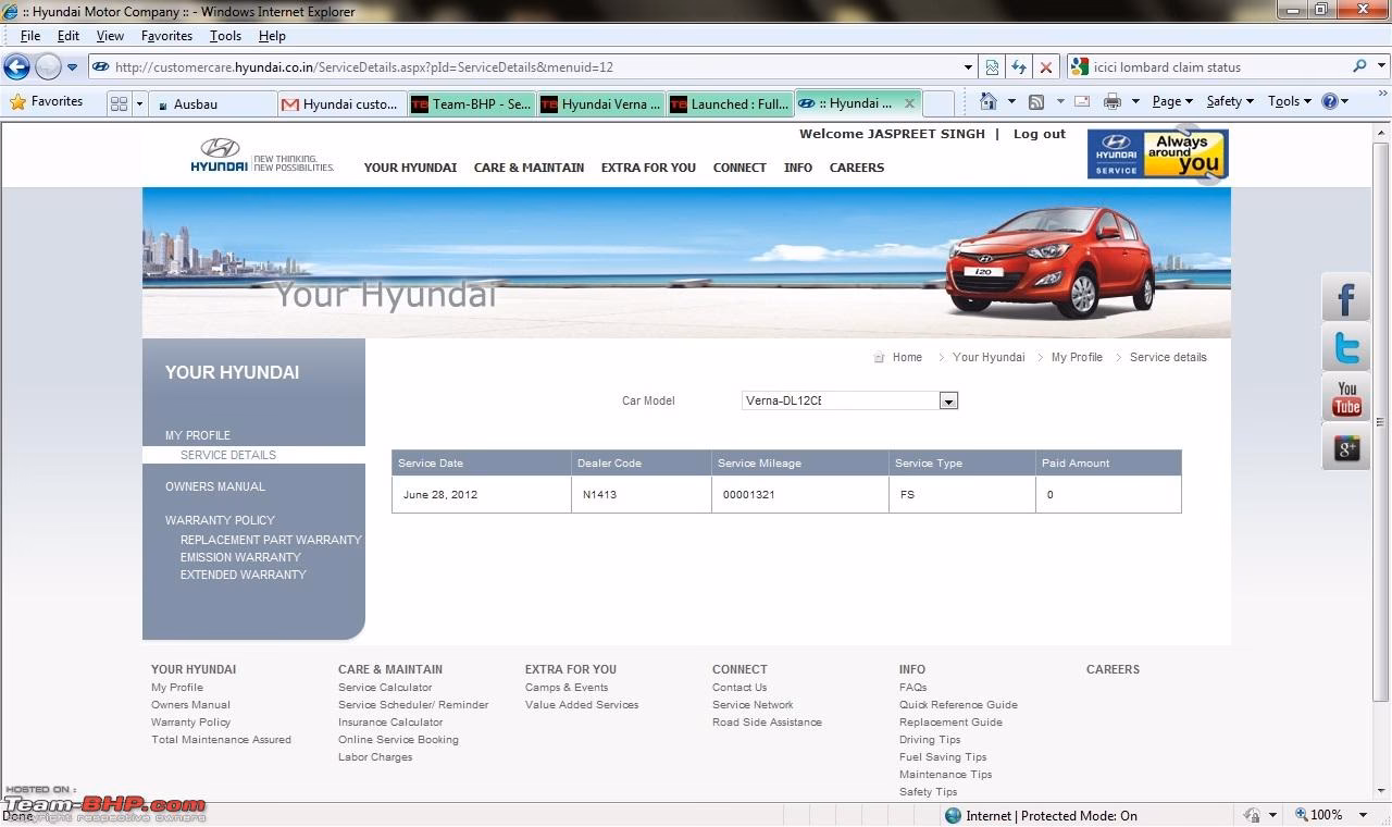 What can you do on Hyundai online service website?