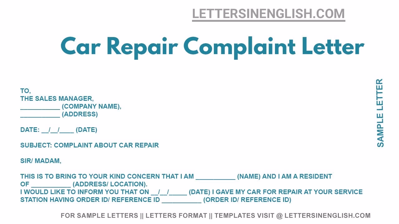 What is an improper vehicle repair letter?