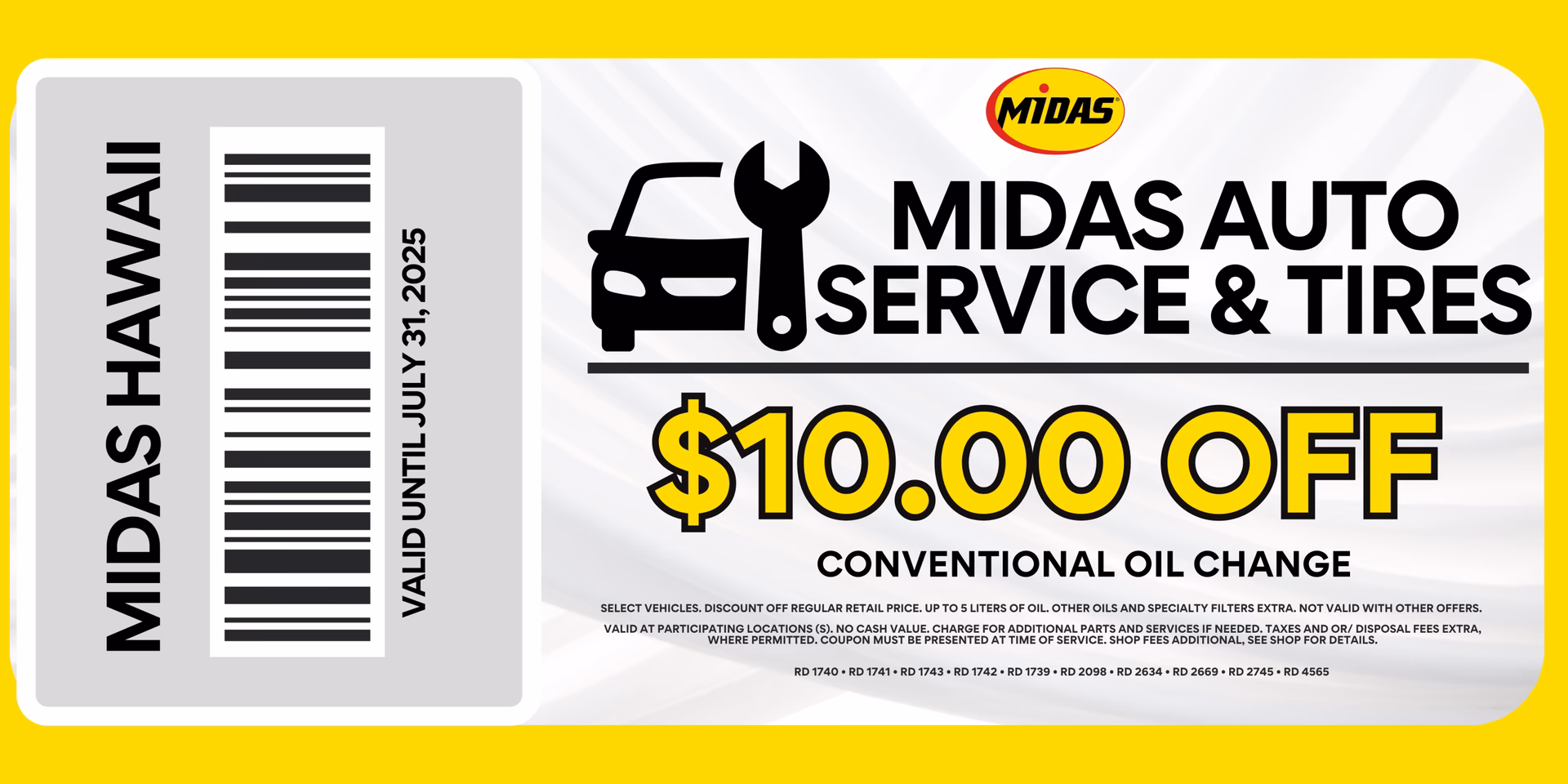 Does Midas offer a rebate on oil changes?