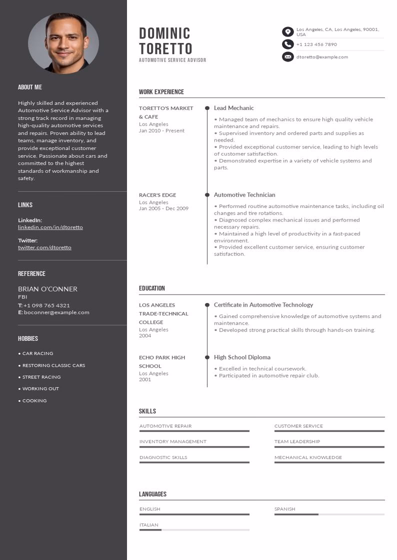 How do you describe work experience as a car dealer?