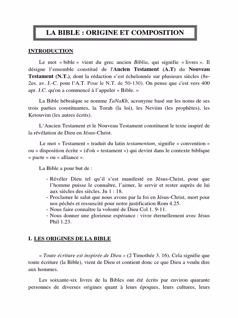 Qu'est-ce que la Bible ?