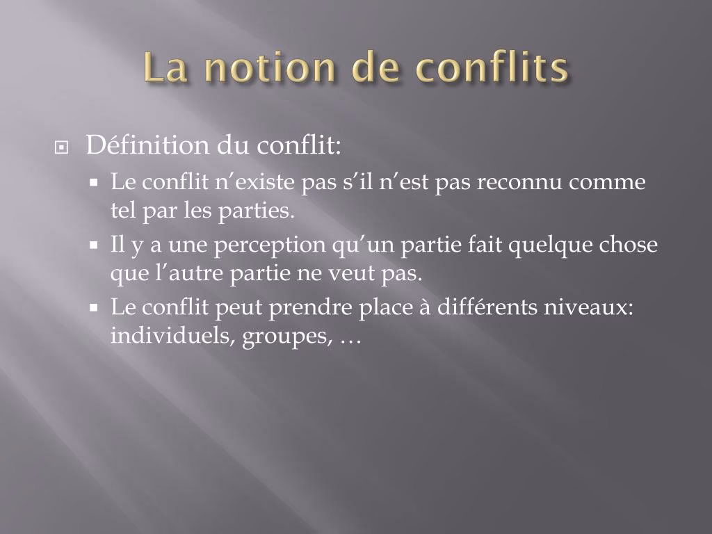 Quels sont les différents contextes où les conflits peuvent survenir ?