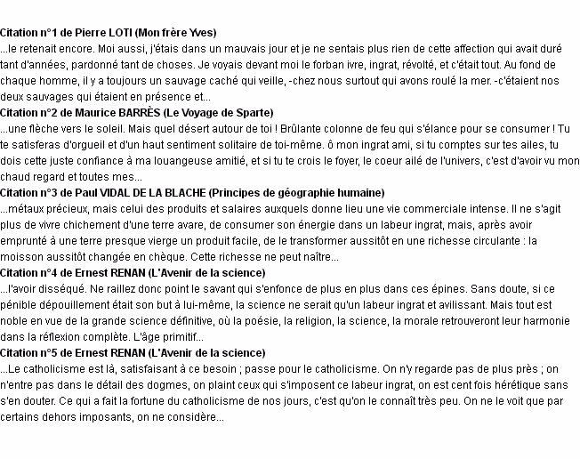 Quelle est la définition du mot ingrat ?