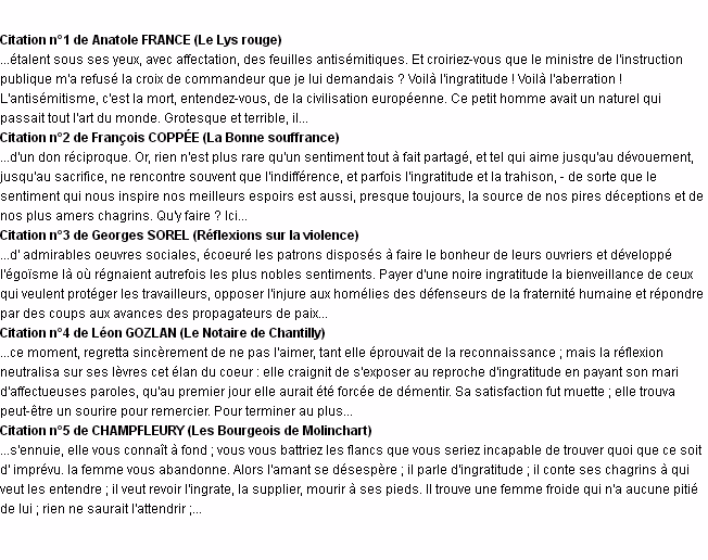 Quels sont les informations complémentaires relatives au mot ingratitude ?