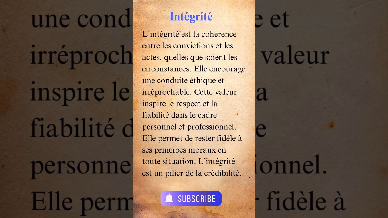 C'est quoi l'intégrité ?