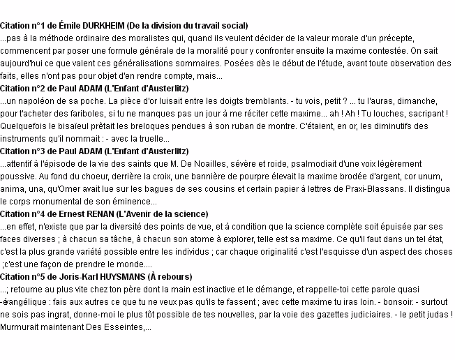 Quelle est la définition d'une maxime ?