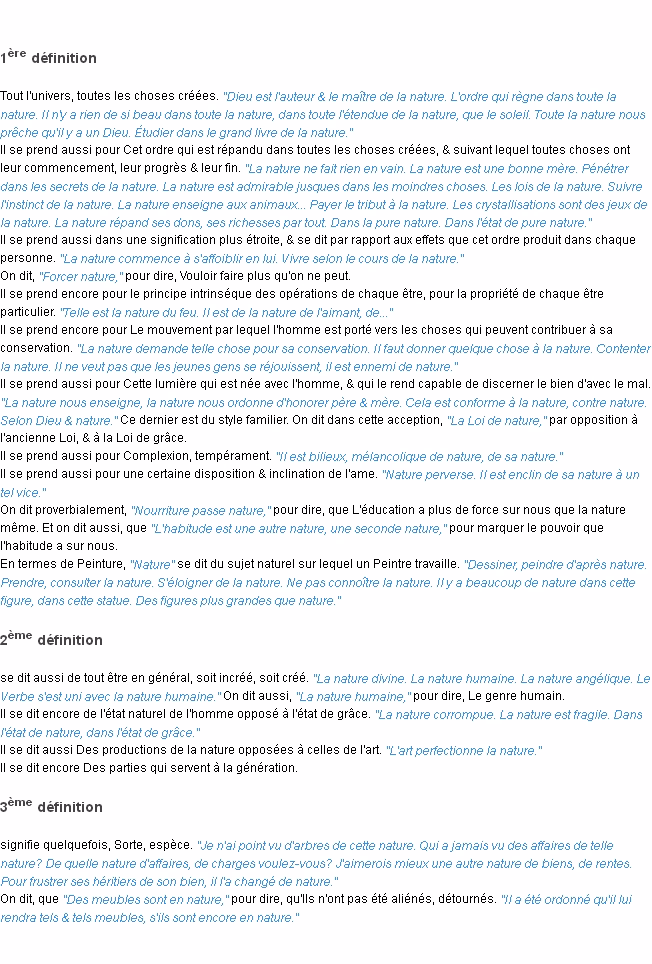 Quelle est la définition de la nature ?