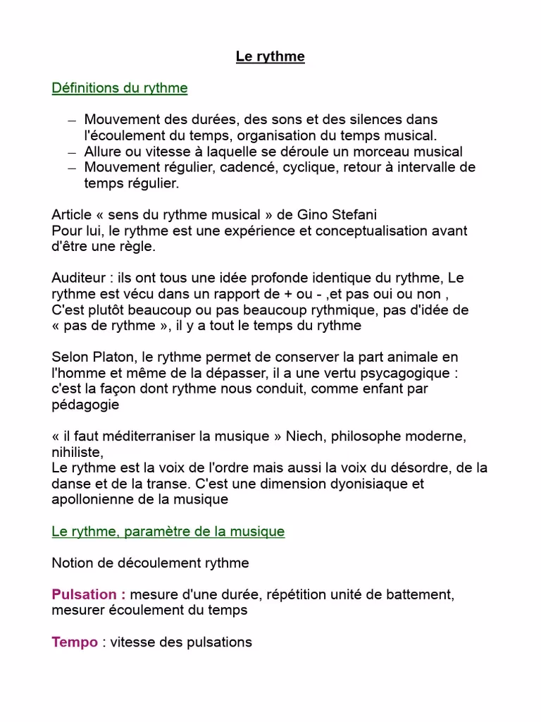 Quel est le rôle du rythme dans la musique ?