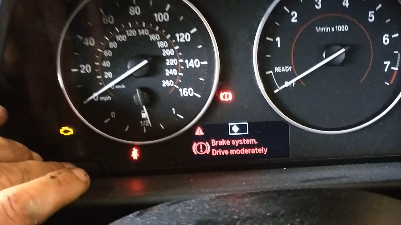 Why does MY BMW 1-series E87 have a brake warning message?