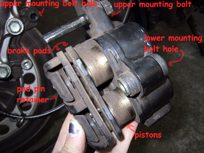 What type of head do the brake pad pins have?
