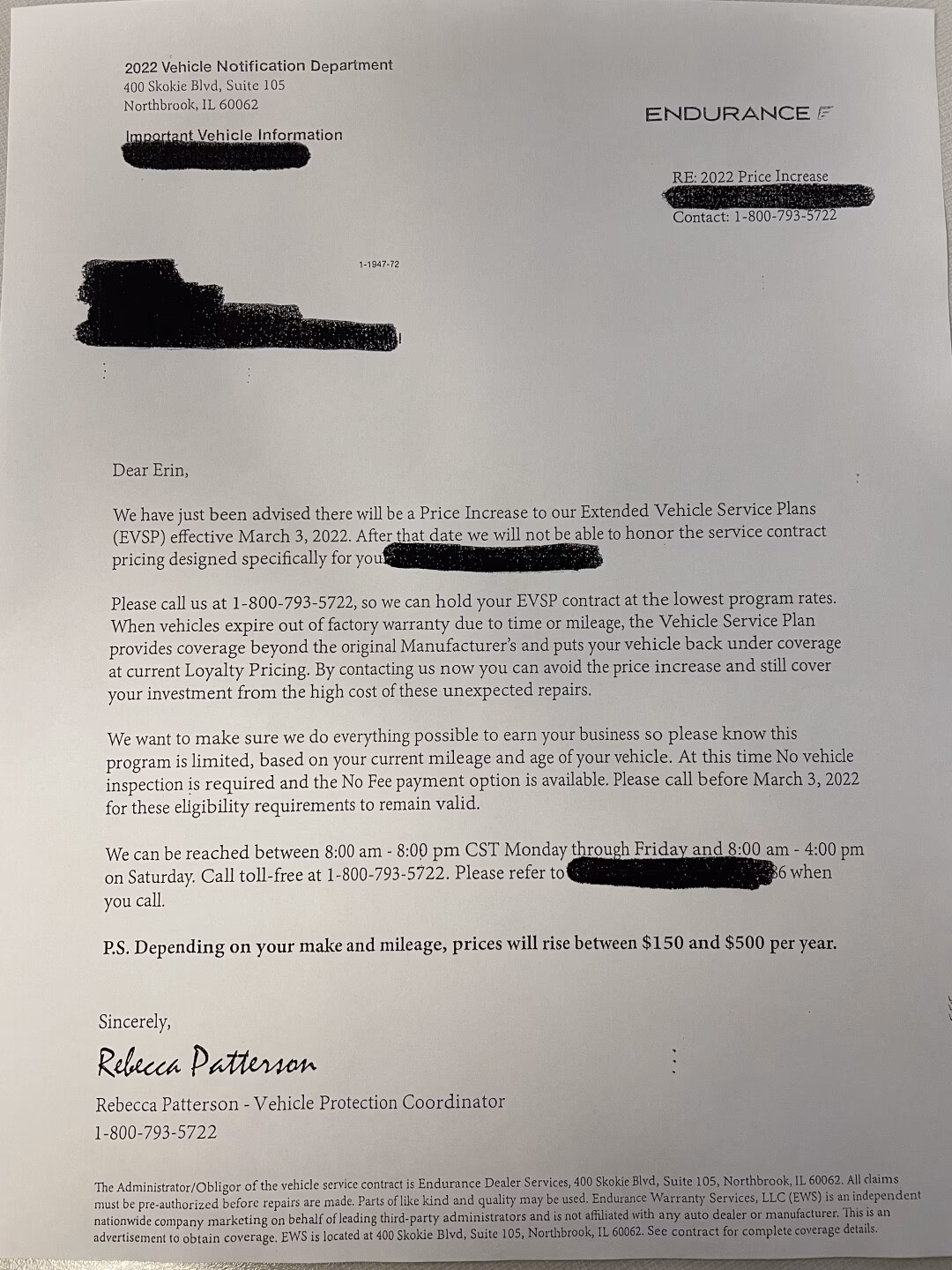 Are ENDURANCE vehicle protection plans accepted?