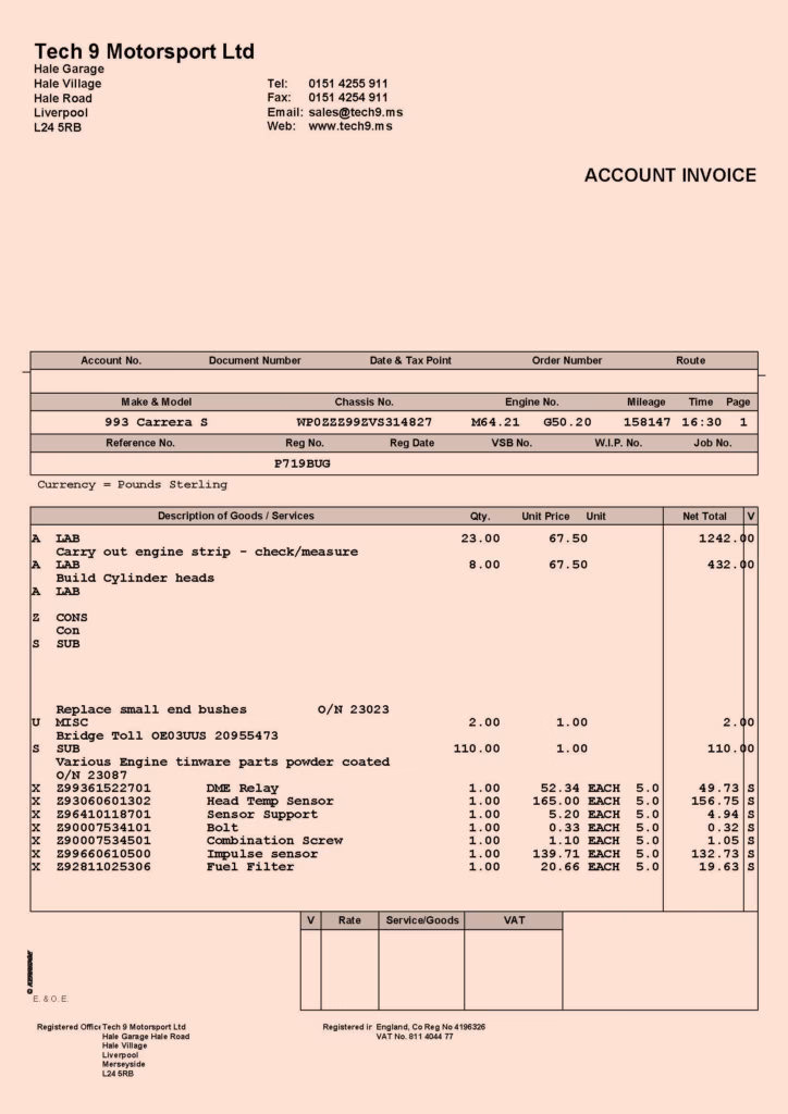 What is a small engine repair invoice template?