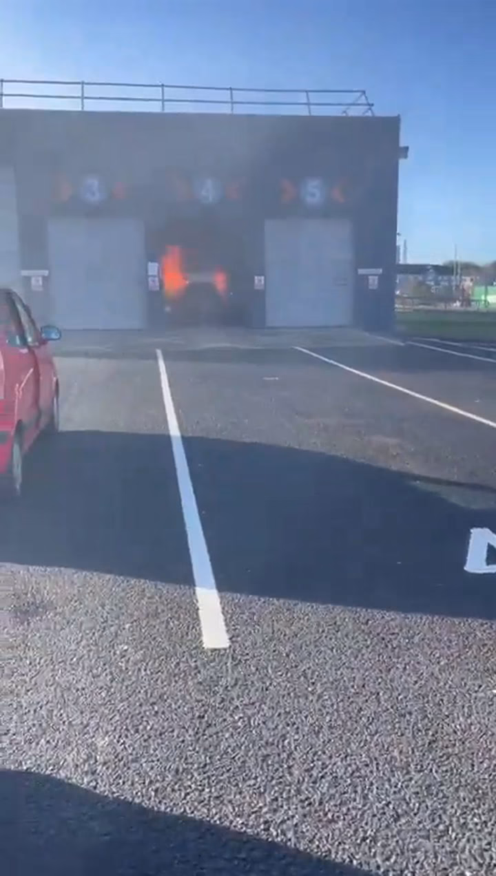 What caused a fire at Mallusk testing centre?