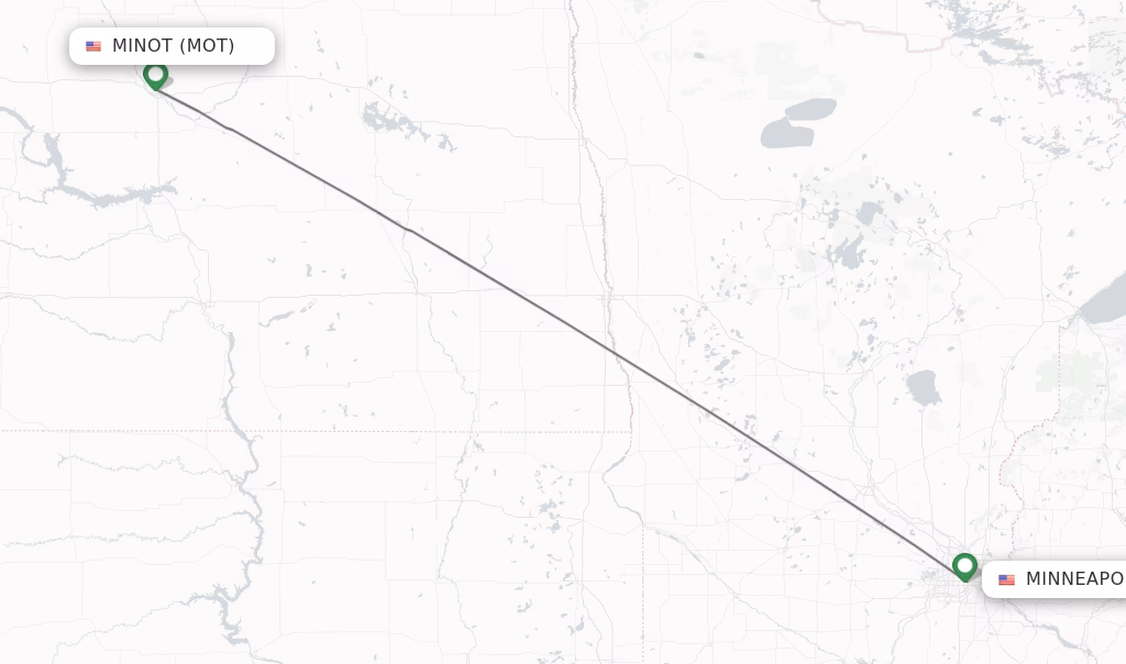 Which route has the most departures from Minot International?