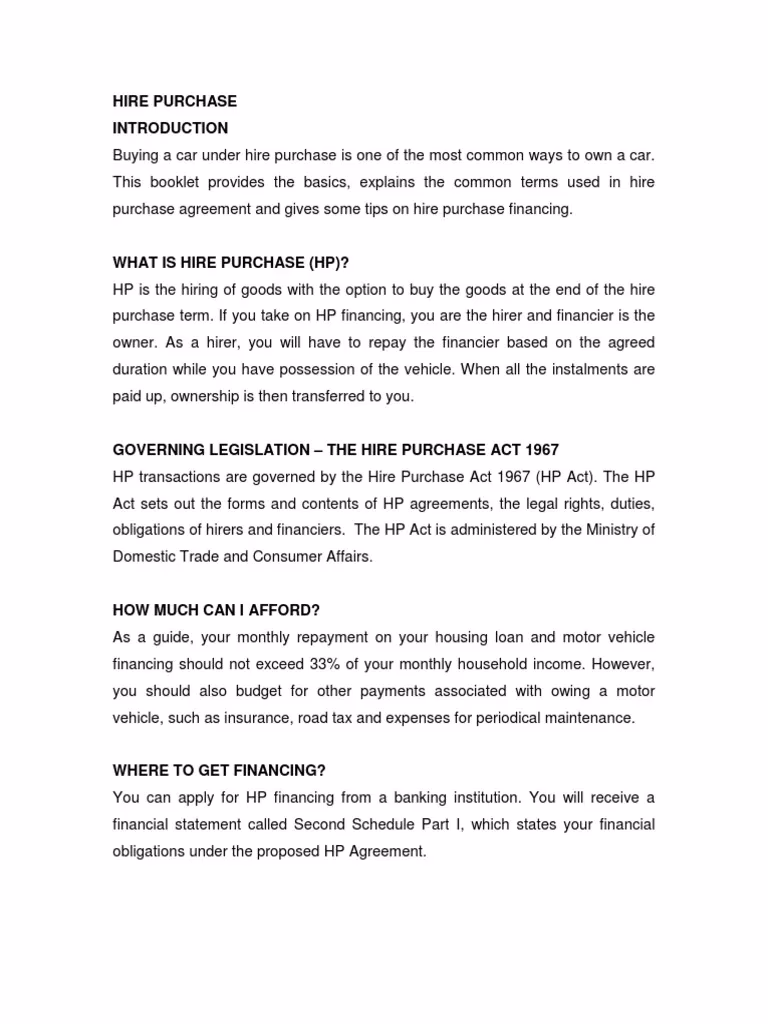 Can you end a hp car finance agreement early?