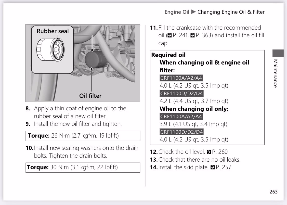 How much oil does a 2017 Honda Africa Twin take?