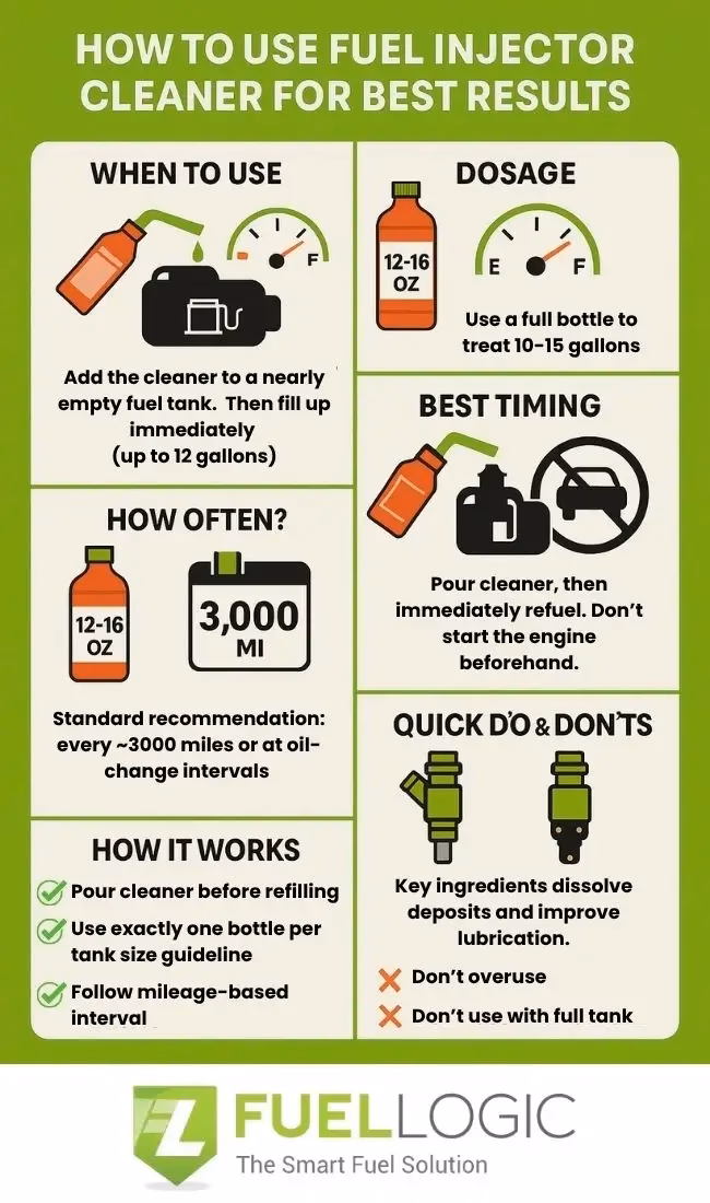 When should I put fuel injector cleaner in my gas tank?