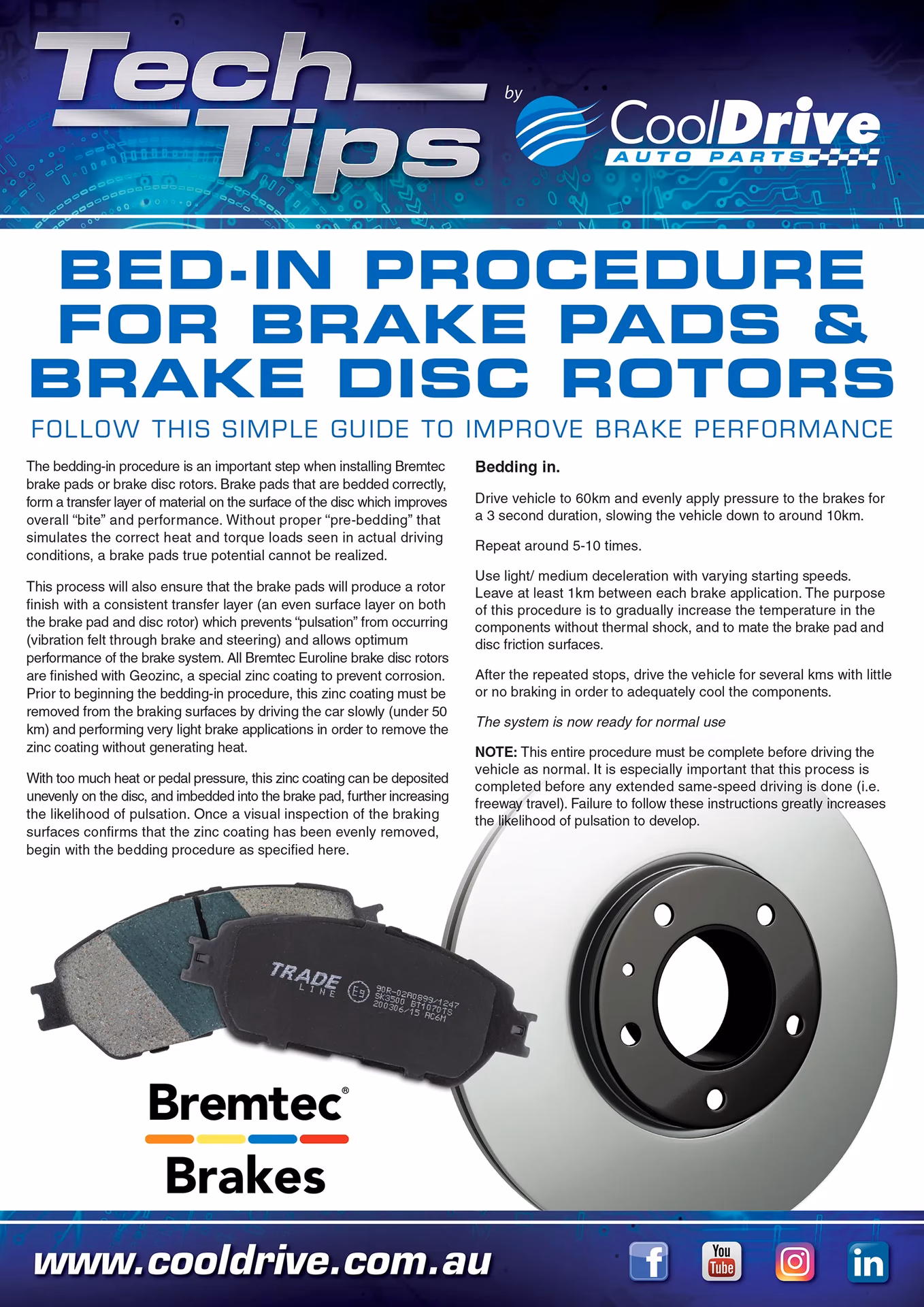 How do you bed in a brake rotor?