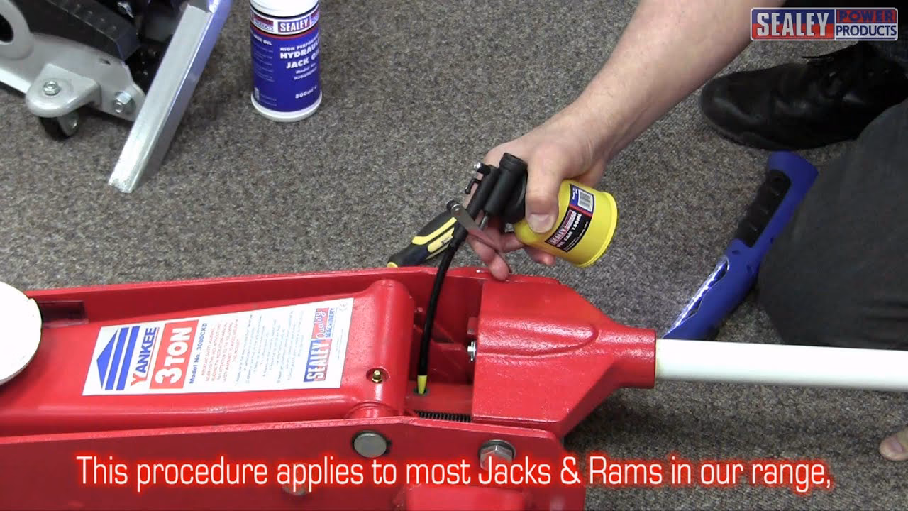 How to put hydraulic fluid in a floor jack?