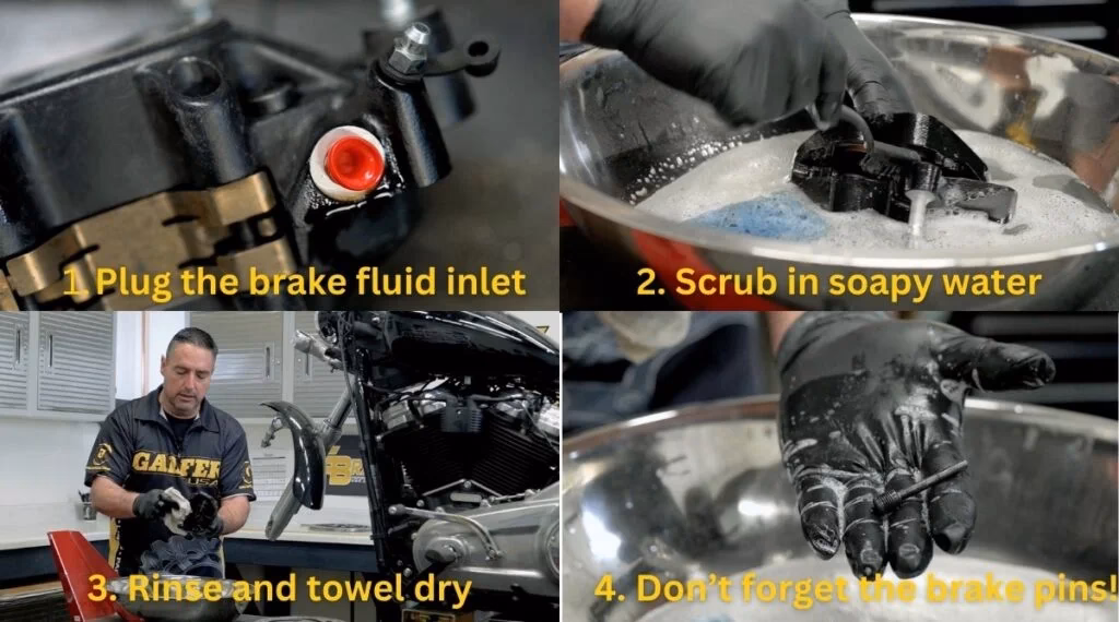 How do you remove a brake caliper on a motorcycle?